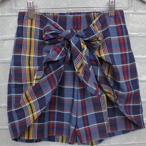 Madewell HR Wrap Waist Plaid Tie Shorts XXS